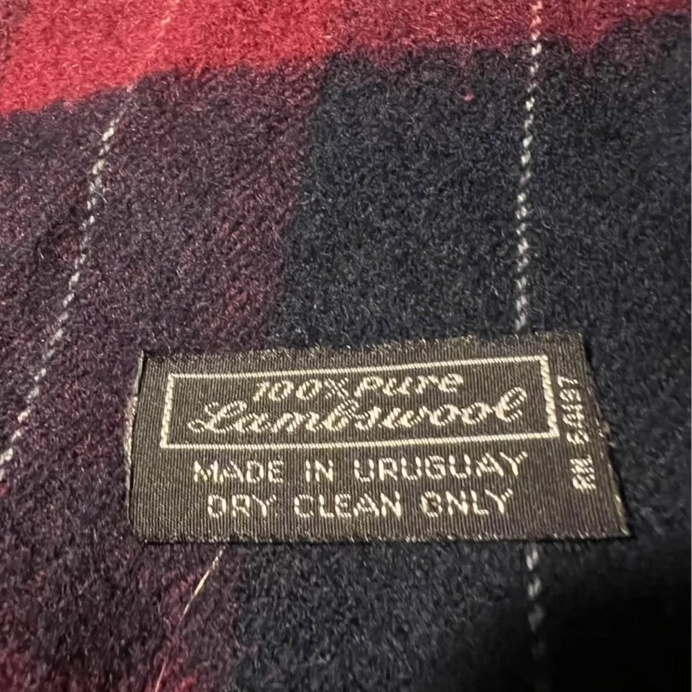 Plaid Scarf in Red and Blue 100% pure Lambswool 45” x 11”